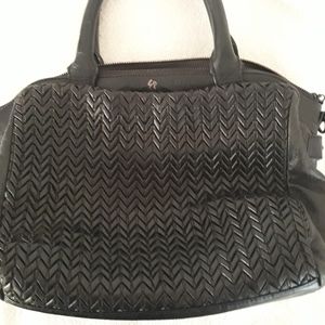 Elliott Lucca Black Woven Leather Bag Purse Vintage
